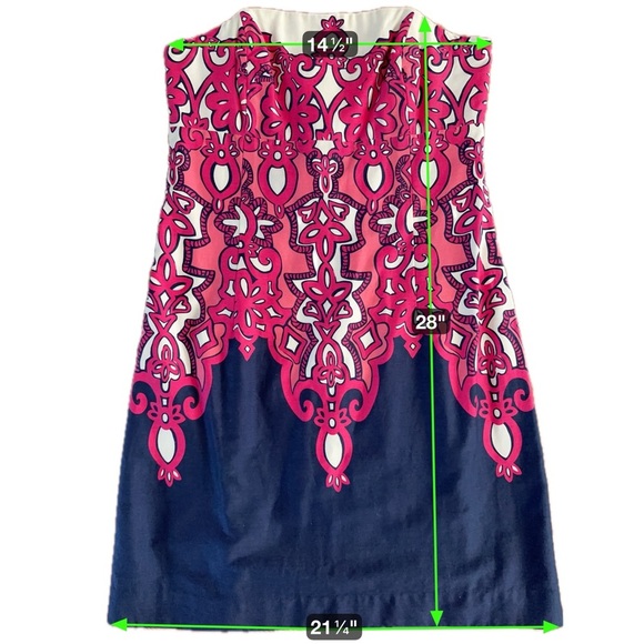Lilly Pulitzer Worth Shift Strapless Dress Size 4 Pink Navy Print - Picture 16 of 16